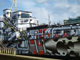 Tobias Rehberger's Dazzle Ship at Victoria Embankment